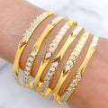 Shimmering Two-Tone Accented Bangles (3pc)