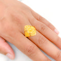 Fancy Flower Adorned 22k Gold Ring