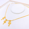 Symmetrical Multi-Drop 22k Gold Necklace Set