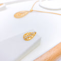 Sparkling Netted CZ 22k Gold Pendant Set