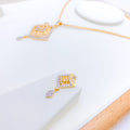 Shimmering Unique CZ 22k Gold Pendant Set