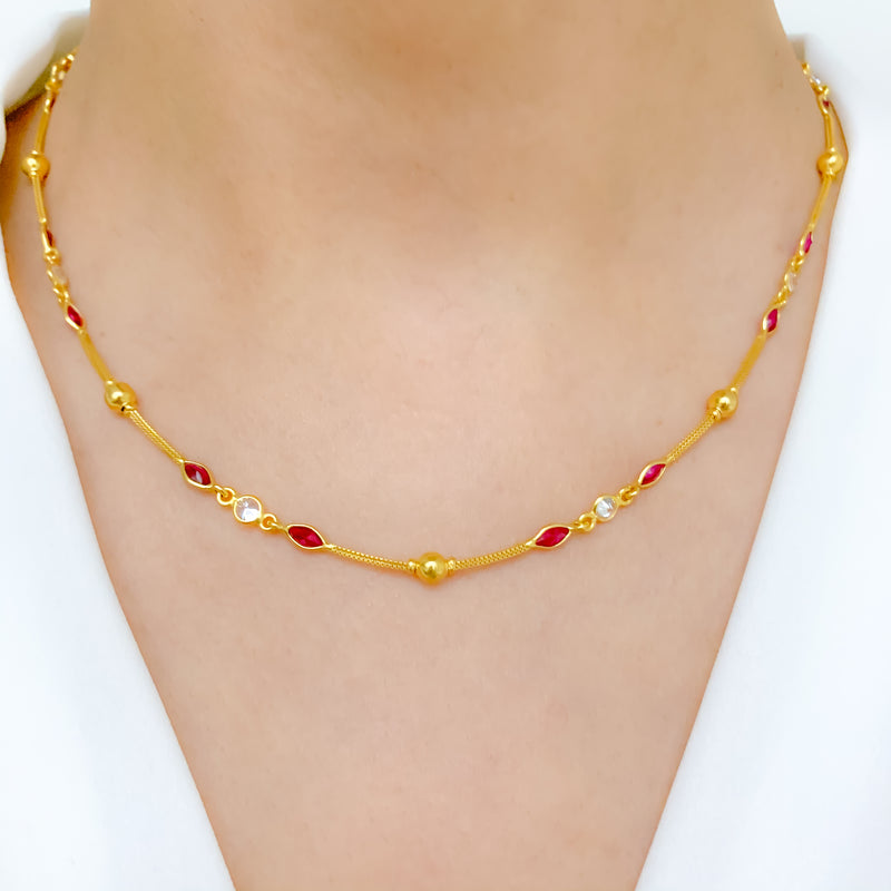 Classic Red Accent Necklace
