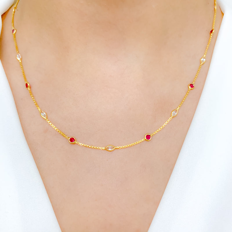 Charming Alternating Red + White Necklace