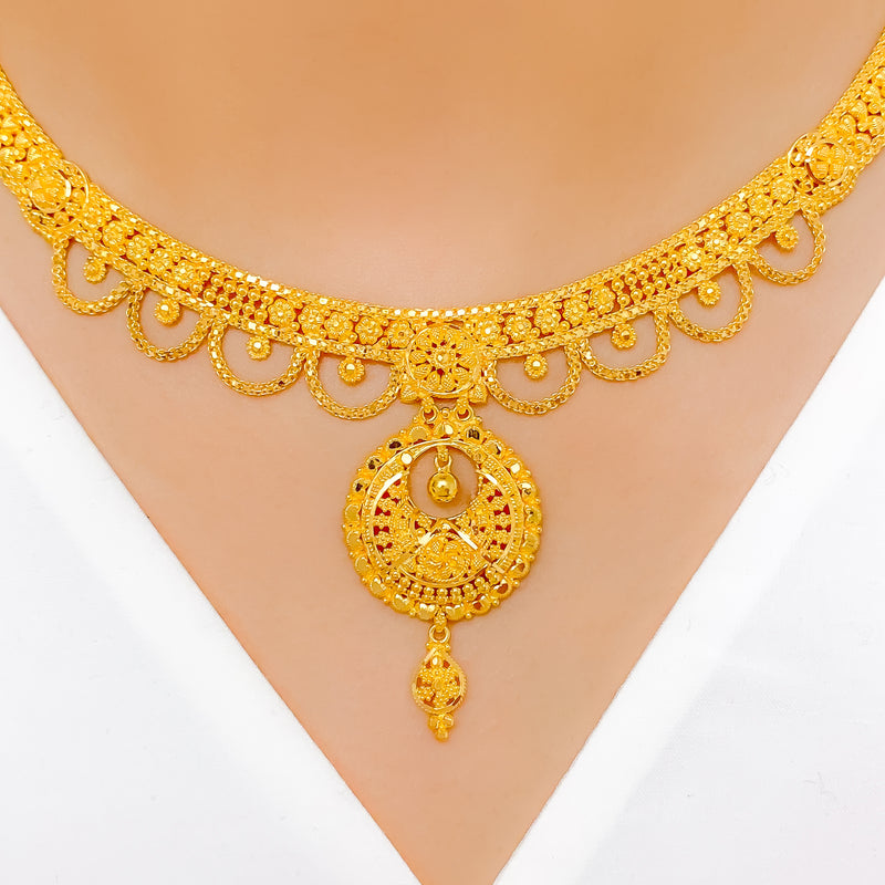 Flower Adorned 22k Gold Set