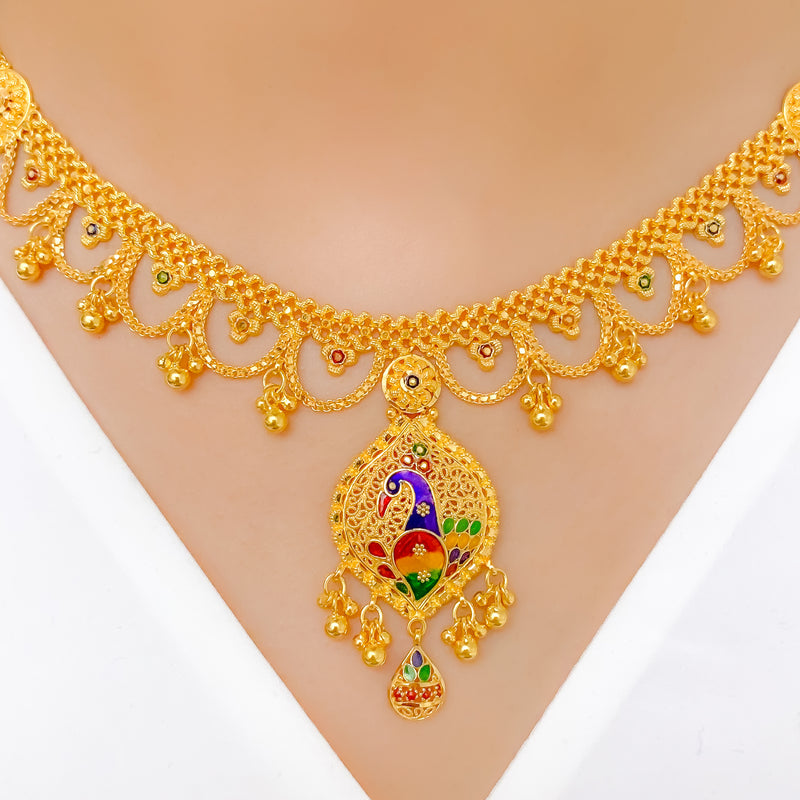 Meenakari Peacock 22k Gold Set