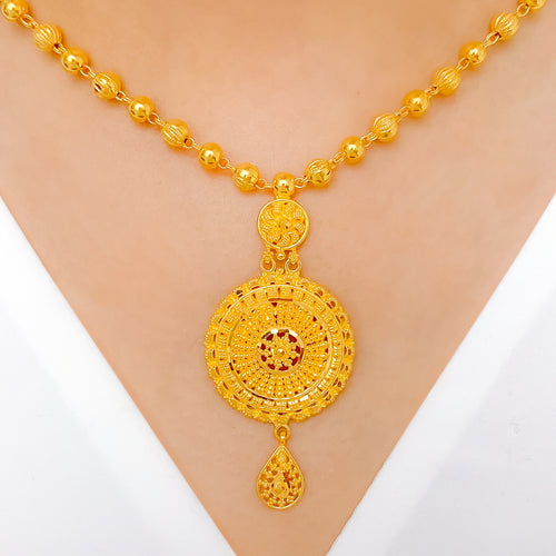 Vibrant Round 22k Gold Floral Set