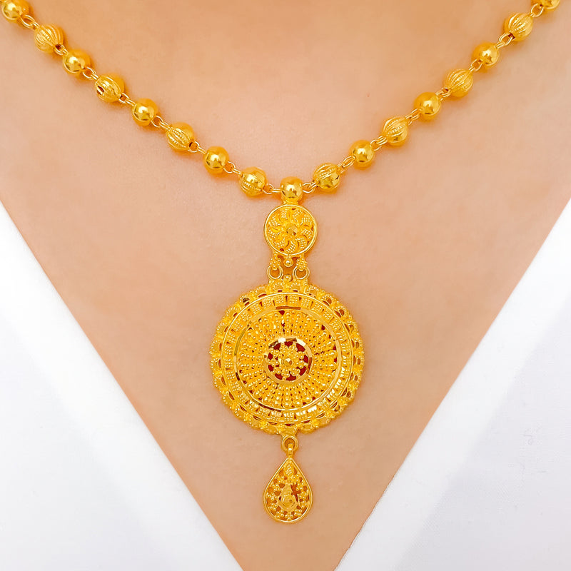 Vibrant Round 22k Gold Floral Set