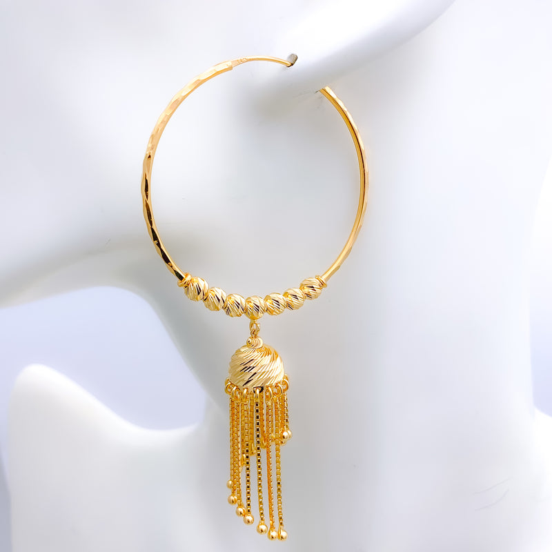 Charming Tassels Bali 22k Gold Earrings