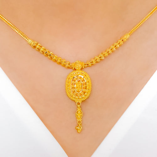 Bright Oval Necklace 22k Gold  Set