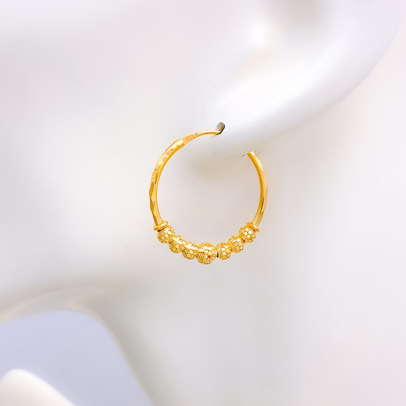 Shimmering Lightweight 22k Gold Bali Earrings