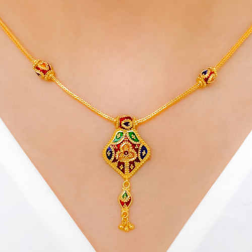 Festive Meenakari 22k Gold Necklace Set