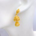 Gorgeous Two-Tier 22k Gold Hanging Earrings