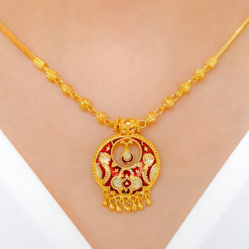 Regal Meenakari 22k Gold Necklace Set