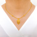 Light Hanging Tassel 22k Gold Necklace Set