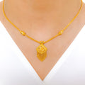 Light Hanging Tassel 22k Gold Necklace Set