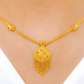 Light Hanging Tassel 22k Gold Necklace Set