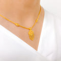 Light Hanging Tassel 22k Gold Necklace Set