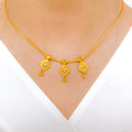 Symmetrical Multi-Drop 22k Gold Necklace Set