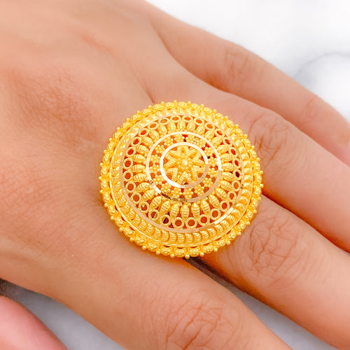 Dressy Floral Statement 22k Gold Ring