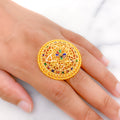 Festive Meenakari Floral 22k Gold Ring