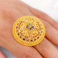 Festive Meenakari Floral 22k Gold Ring