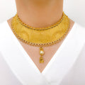 Royal Pearl Drop Choker 22k Gold Set