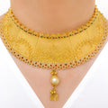 Royal Pearl Drop Choker 22k Gold Set