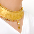 Royal Pearl Drop Choker 22k Gold Set