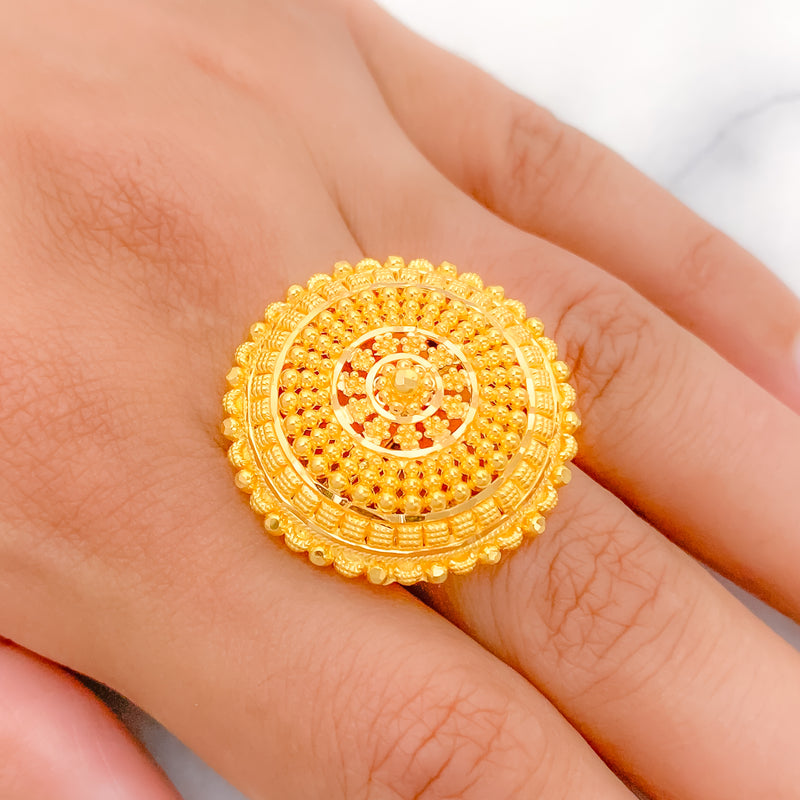 Traditional Beaded Dome 22k Gold Ring