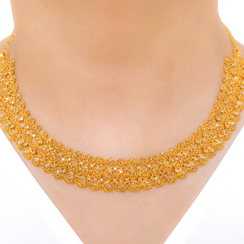 Vintage CZ Choker 22k Gold Set