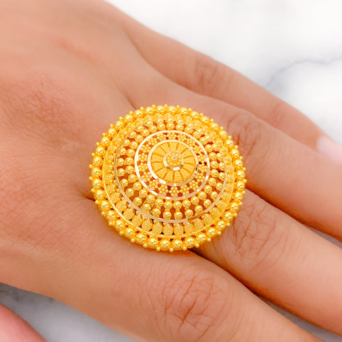 Beaded Dome 22k Gold Ring