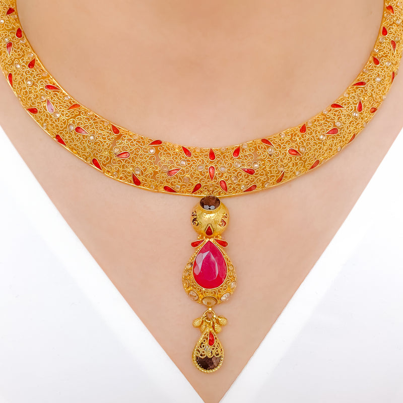 Exclusive Ruby + Garnet 22k Gold Set