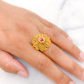 Upscale Red Leaf 22k Gold Ring