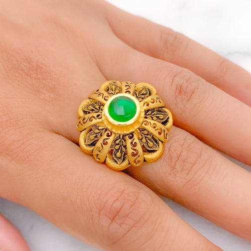 Magnificent Antique Finish 22k Gold Ring