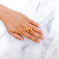 Elegant Red Adorned 22k Gold Ring