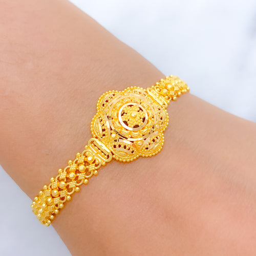 Floral Dome 22k Gold Bracelet