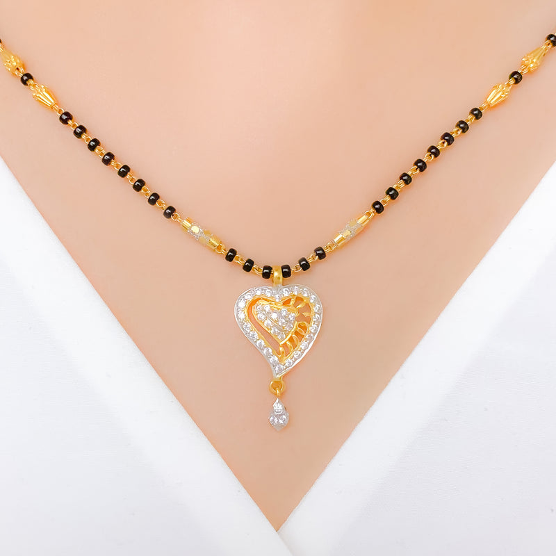 Curved Heart 22k Gold Mangalsutra