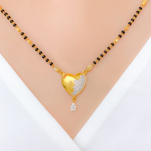 Glossy Heart 22k Gold Mangalsutra