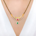 Regal Green & Red Mangalsutra 22k Gold Necklace Set