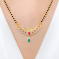 Regal Green & Red Mangalsutra 22k Gold Necklace Set