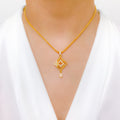 Sophisticated CZ 22k Gold Pendant Set