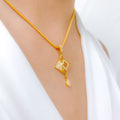 Sophisticated CZ 22k Gold Pendant Set