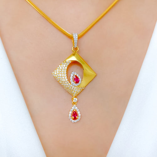 Dressy Diamond-Shaped Pendant Set