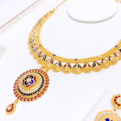 Royal Meenakari Tear Drop 22k Gold Set