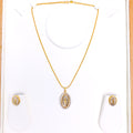 Modern Oval 22k Gold Pendant Set