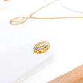 Modern Oval 22k Gold Pendant Set