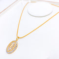 Modern Oval 22k Gold Pendant Set