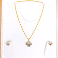 Sparkling Clover 22k Gold Pendant Set