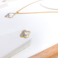 Sparkling Clover 22k Gold Pendant Set