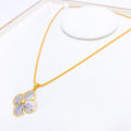 Sparkling Clover 22k Gold Pendant Set